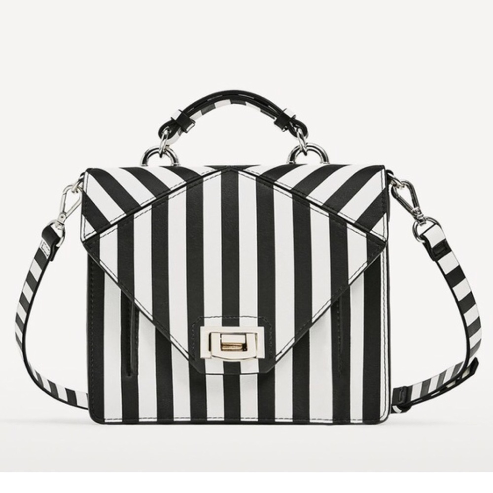 Zara Two-Toned Striped Crossbody Bag